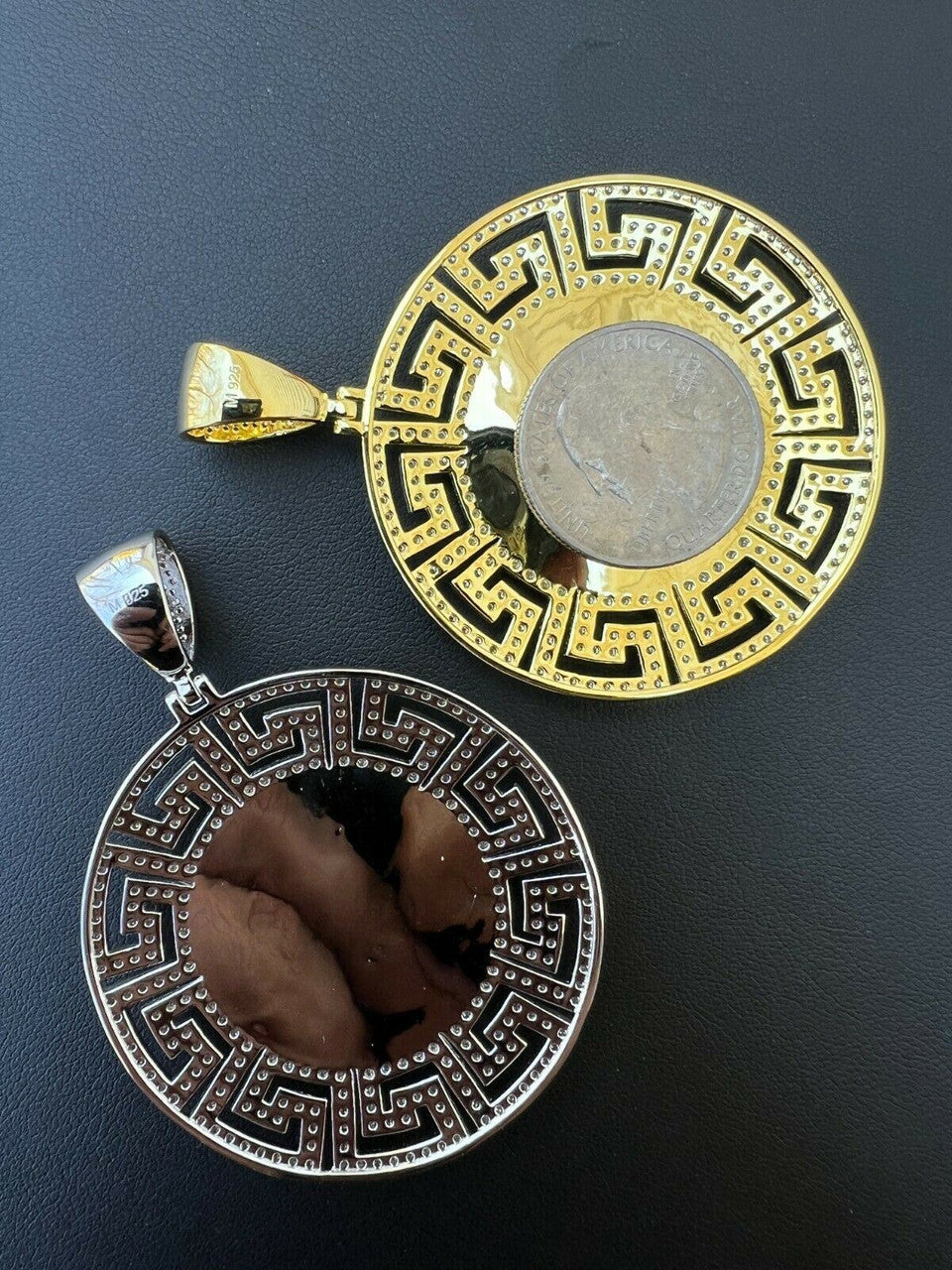 Real 925 Silver Iced Hip Hop Diamond King Crown Medallion Pendant Necklace Gold