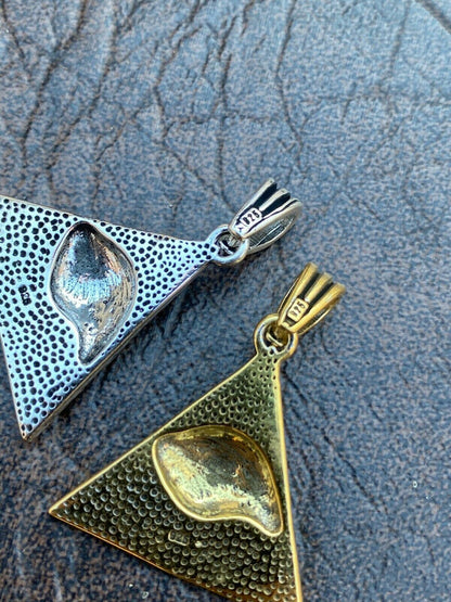 Real 925 Silver Illuminati All Seeing Eye Egyptian Pyramid Pendant Gold Necklace