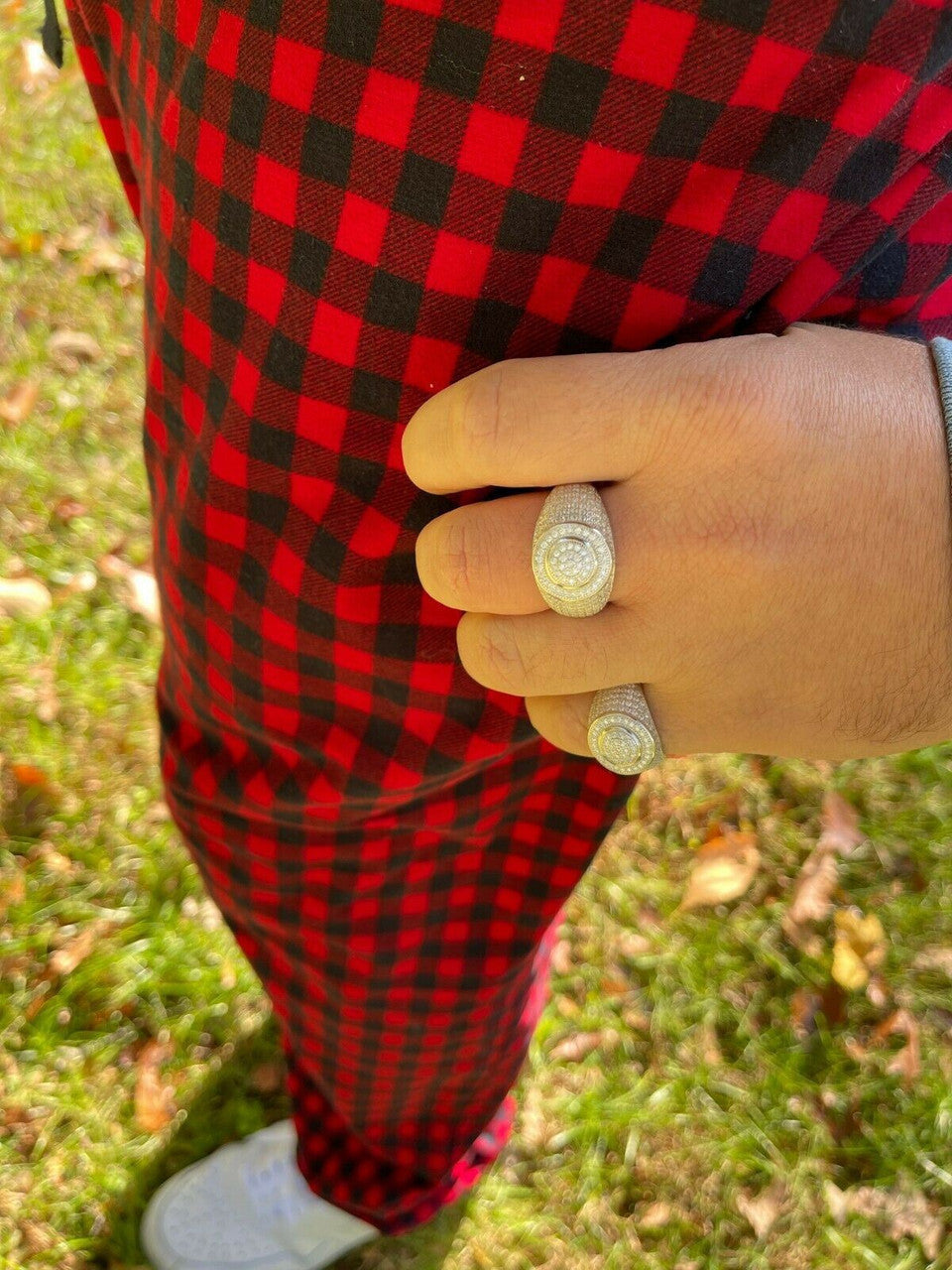 Real 925 Silver Mens Iced MOISSANITE Ring Hip Hop Out Size 6 7 8 9 10 11 12 13