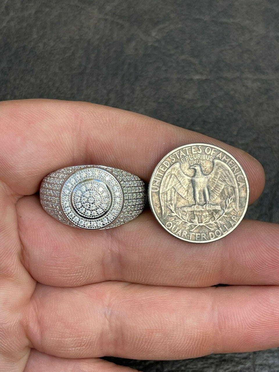 Real 925 Silver Mens Iced MOISSANITE Ring Hip Hop Out Size 6 7 8 9 10 11 12 13