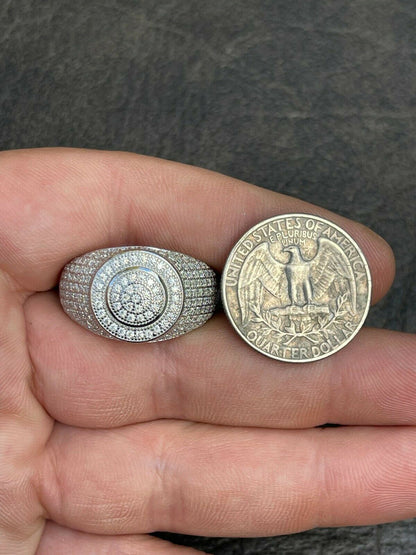 Real 925 Silver Mens Iced MOISSANITE Ring Hip Hop Out Size 6 7 8 9 10 11 12 13