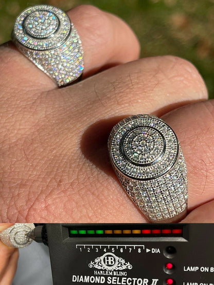 Real 925 Silver Mens Iced MOISSANITE Ring Hip Hop Out Size 6 7 8 9 10 11 12 13