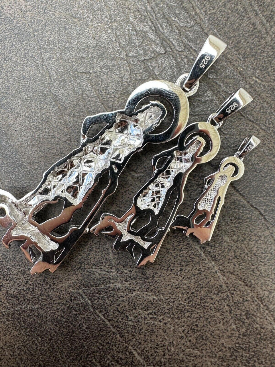 Real 925 Silver Saint St Lazarus Necklace Pendant Plain 1"-2.75" San Lazaro Mens