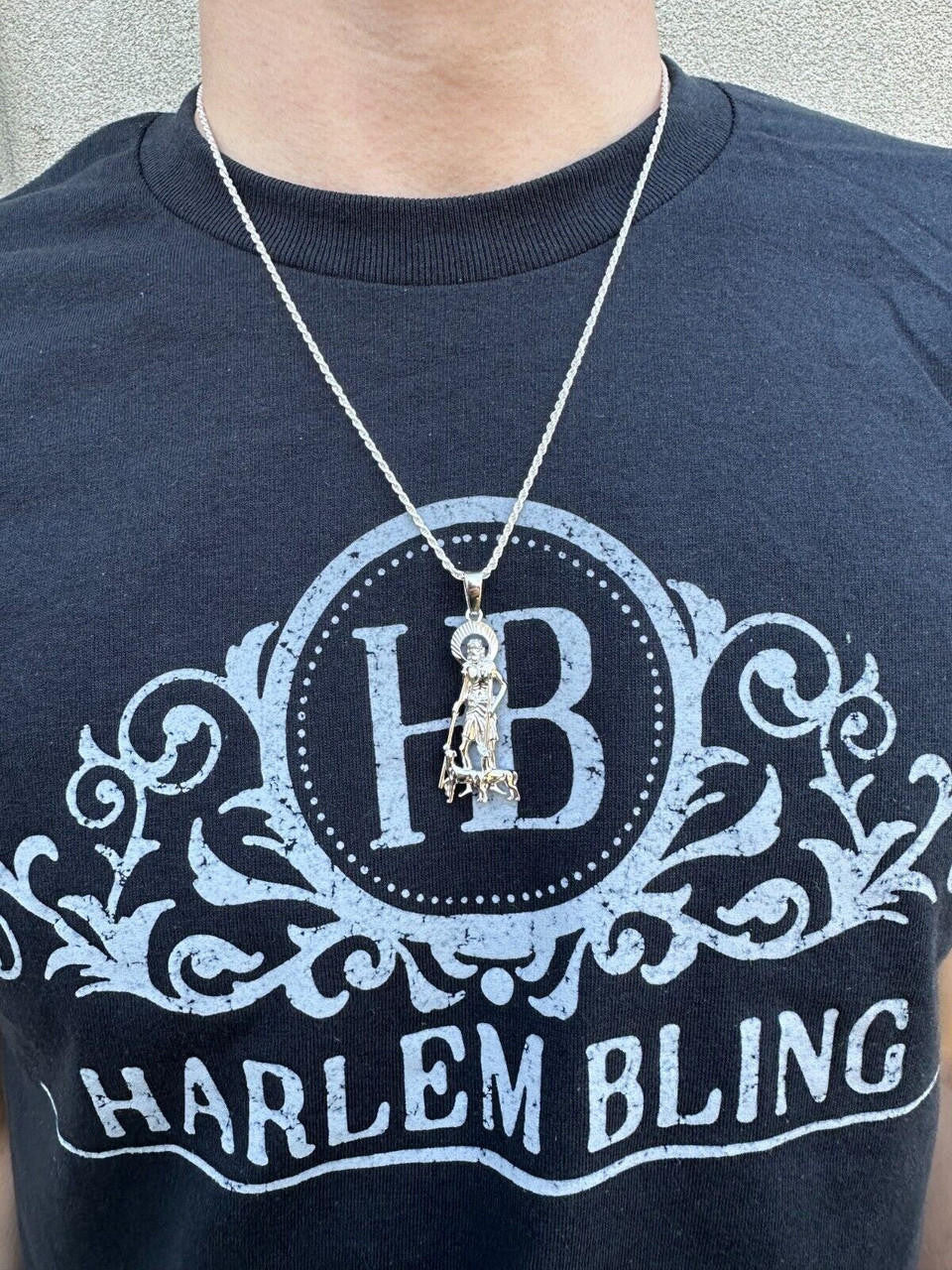 Real 925 Silver Saint St Lazarus Necklace Pendant Plain 1"-2.75" San Lazaro Mens