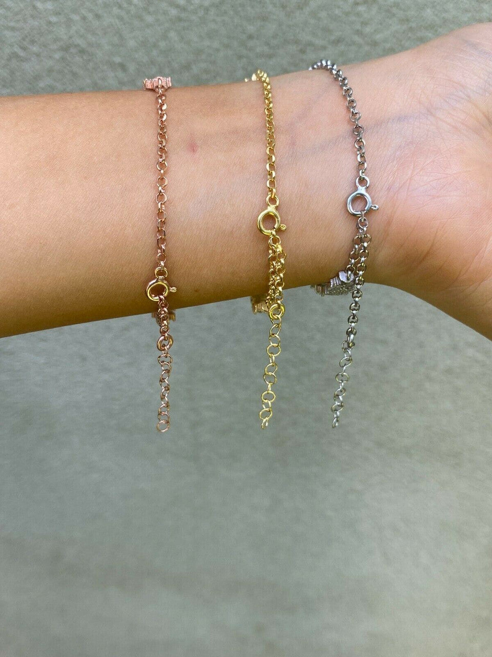 Real 925 Silver Yellow Rose Gold Emerald Cut Large CZ Baguette Crystal Bracelet