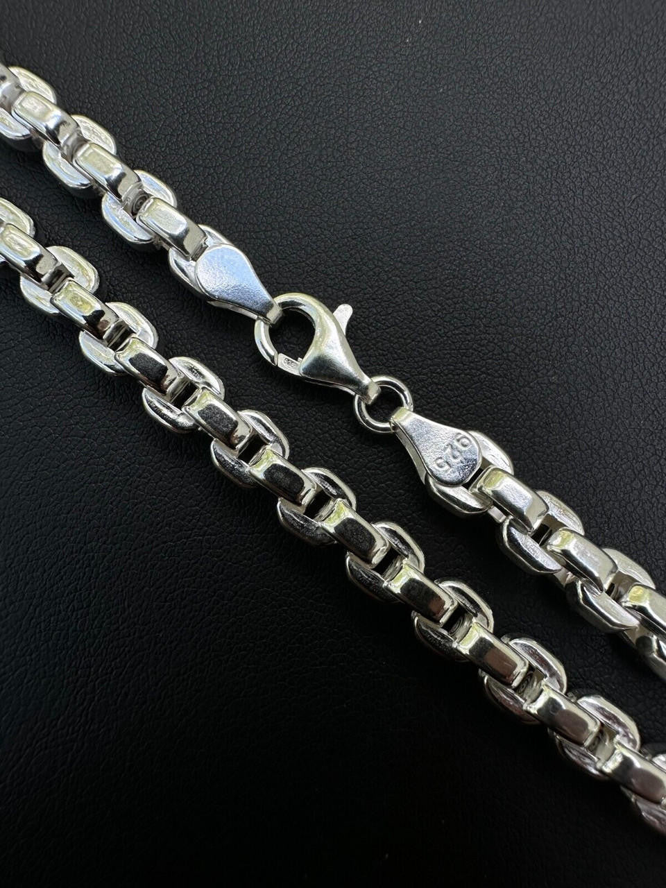 Real 925 Sterling Silver 6mm Men's Puff Rolo Hermes Link Chain Necklace Bracelet