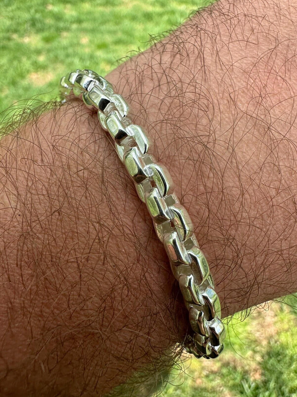 Real 925 Sterling Silver 6mm Men's Puff Rolo Hermes Link Chain Necklace Bracelet