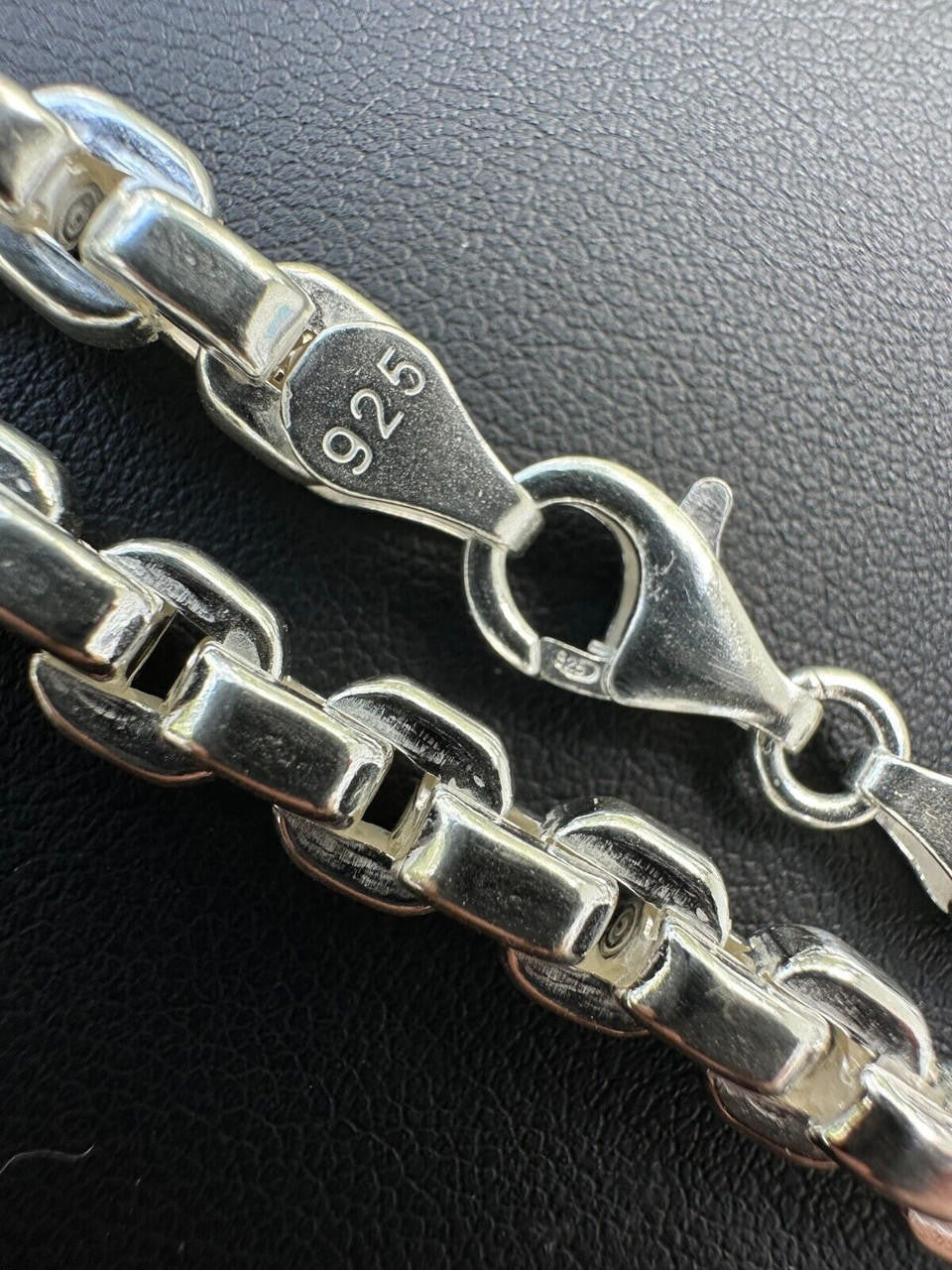 Real 925 Sterling Silver 6mm Men's Puff Rolo Hermes Link Chain Necklace Bracelet