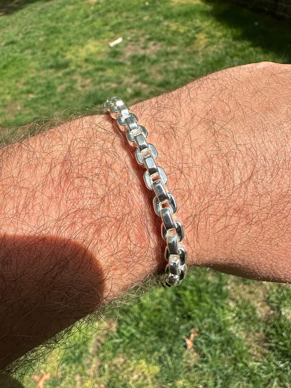 Real 925 Sterling Silver 6mm Men's Puff Rolo Hermes Link Chain Necklace Bracelet