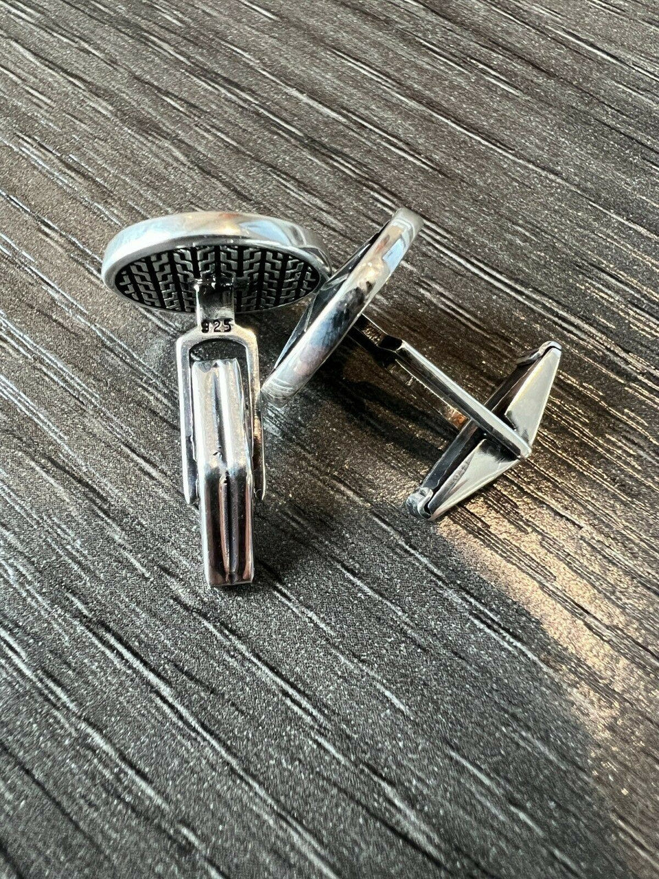 Real 925 Sterling Silver Black Navigation Star Cuff Links Cufflinks Tuxedo Shirt