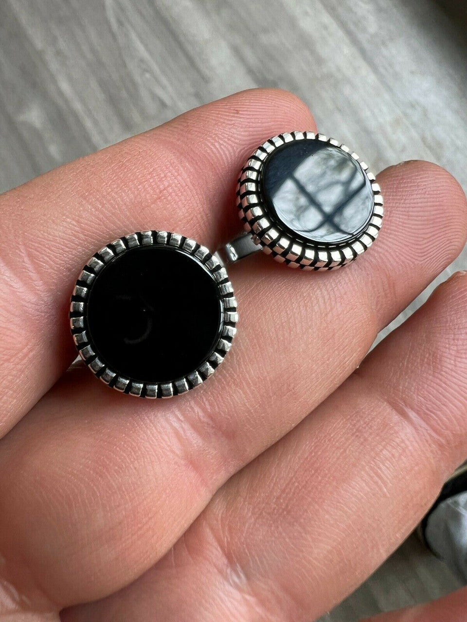 Real 925 Sterling Silver Black Onyx Stone Cuff Links Cufflinks Tuxedo Shirt