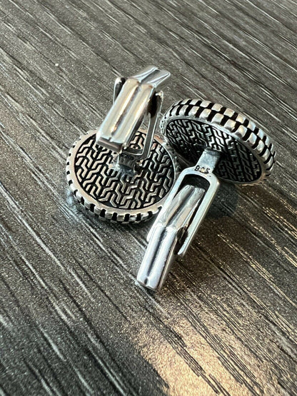 Real 925 Sterling Silver Black Onyx Stone Cuff Links Cufflinks Tuxedo Shirt