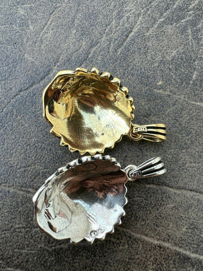 Real 925 Sterling Silver / Gold Indian Head Chief Headdress Pendant Necklace