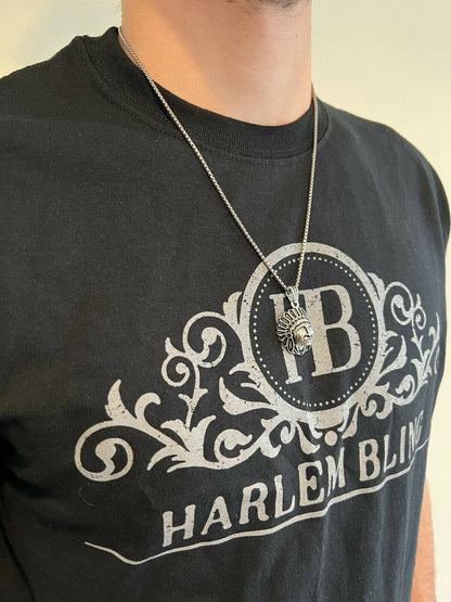 Real 925 Sterling Silver / Gold Indian Head Chief Headdress Pendant Necklace