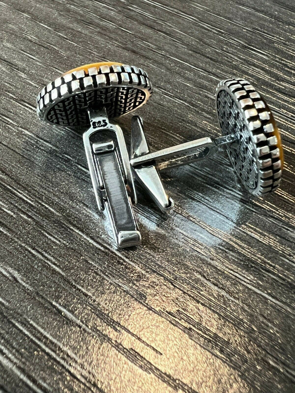 Real 925 Sterling Silver Tigers Eye Stone Cuff Links Cufflinks Tuxedo Shirt