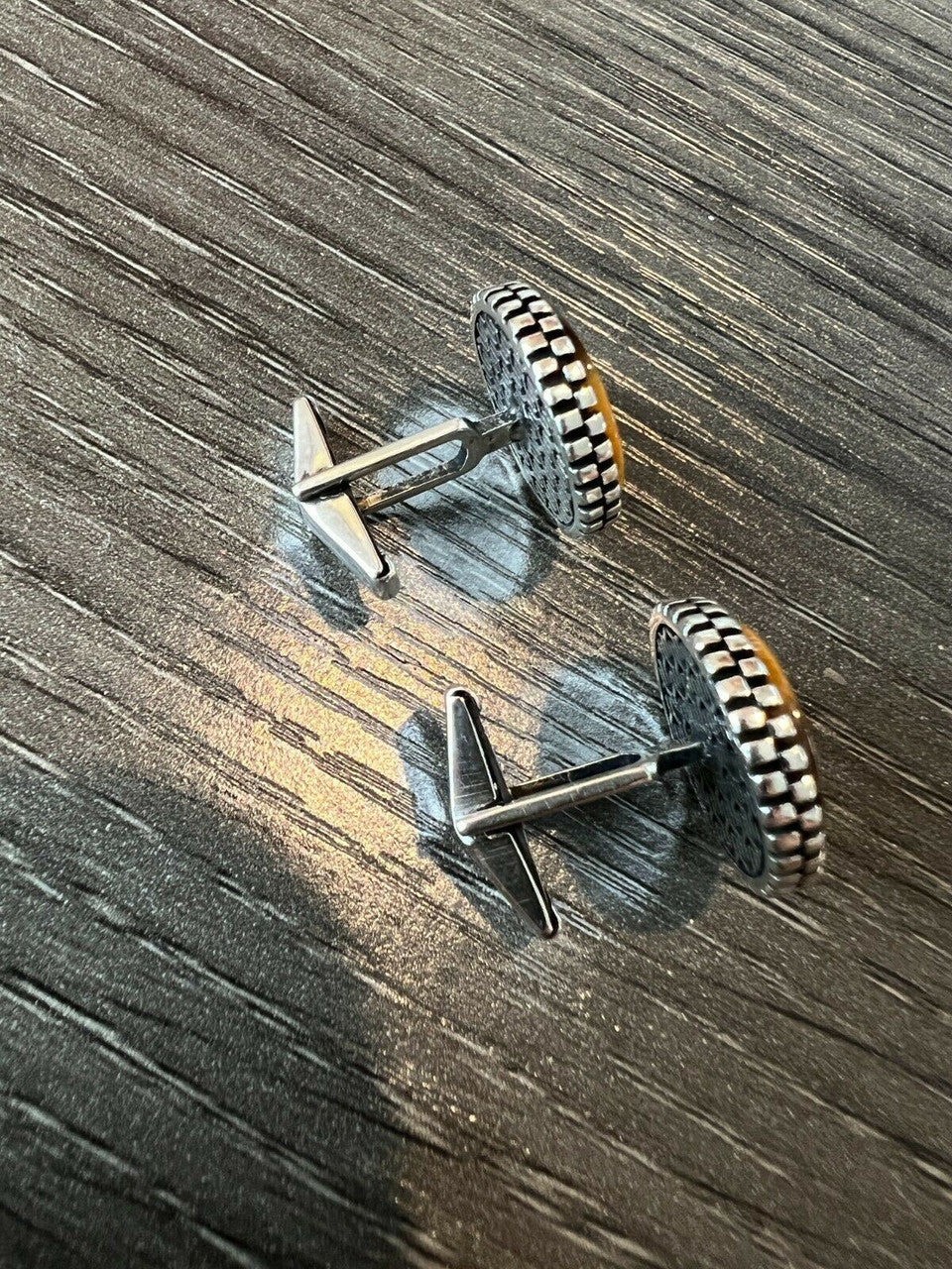 Real 925 Sterling Silver Tigers Eye Stone Cuff Links Cufflinks Tuxedo Shirt