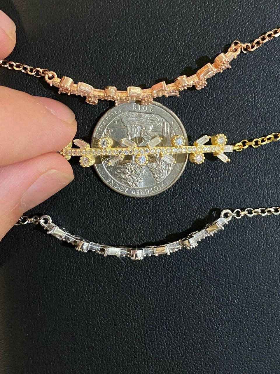 Real 925 Sterling Silver Yellow Rose Gold Floral Branch Iced CZ Ladies Bracelet