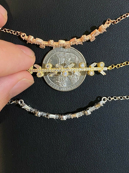 Real 925 Sterling Silver Yellow Rose Gold Floral Branch Iced CZ Ladies Bracelet