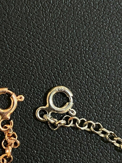 Real 925 Sterling Silver Yellow Rose Gold Floral Branch Iced CZ Ladies Bracelet