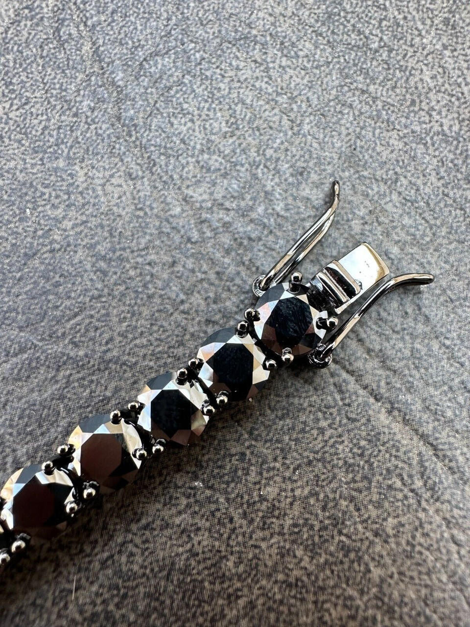 Real Black MOISSANITE 7mm Tennis Bracelet Oxidized Black Rhodium Over 925 Silver