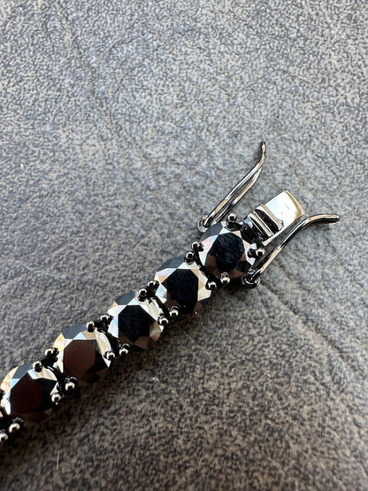 Real Black MOISSANITE 7mm Tennis Bracelet Oxidized Black Rhodium Over 925 Silver