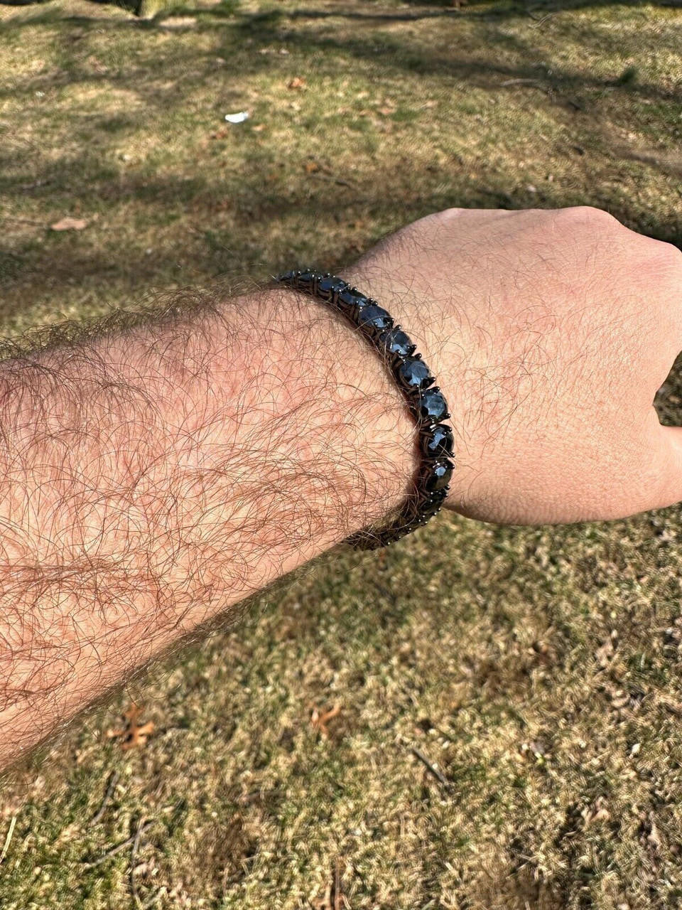 Real Black MOISSANITE 7mm Tennis Bracelet Oxidized Black Rhodium Over 925 Silver