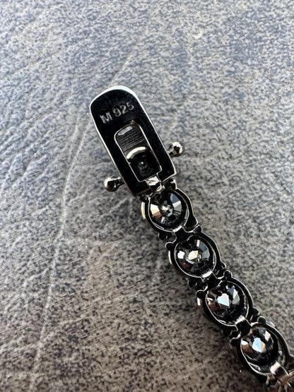 Real Black MOISSANITE 7mm Tennis Bracelet Oxidized Black Rhodium Over 925 Silver