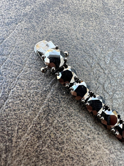Real Black MOISSANITE 7mm Tennis Bracelet Oxidized Black Rhodium Over 925 Silver