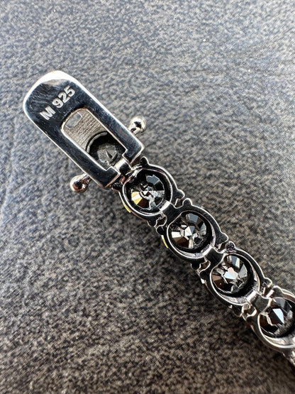 Real Black MOISSANITE Thick 7mm Tennis Bracelet 925 Silver Pass Diamond Tester