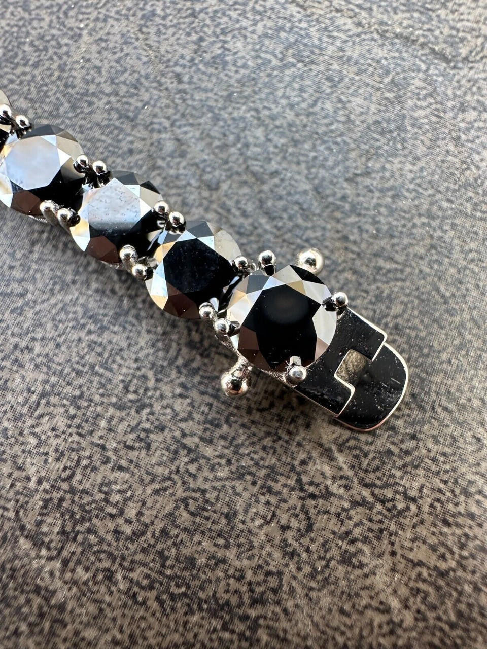 Real Black MOISSANITE Thick 7mm Tennis Bracelet 925 Silver Pass Diamond Tester