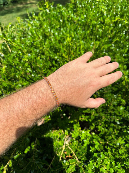 Real Iced Orange MOISSANITE 5mm Tennis Bracelet 925 Silver Pass Diamond Test