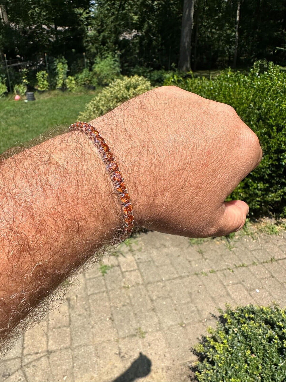 Real Iced Orange MOISSANITE 5mm Tennis Bracelet 925 Silver Pass Diamond Test