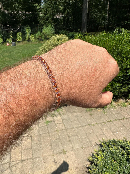 Real Iced Orange MOISSANITE 5mm Tennis Bracelet 925 Silver Pass Diamond Test