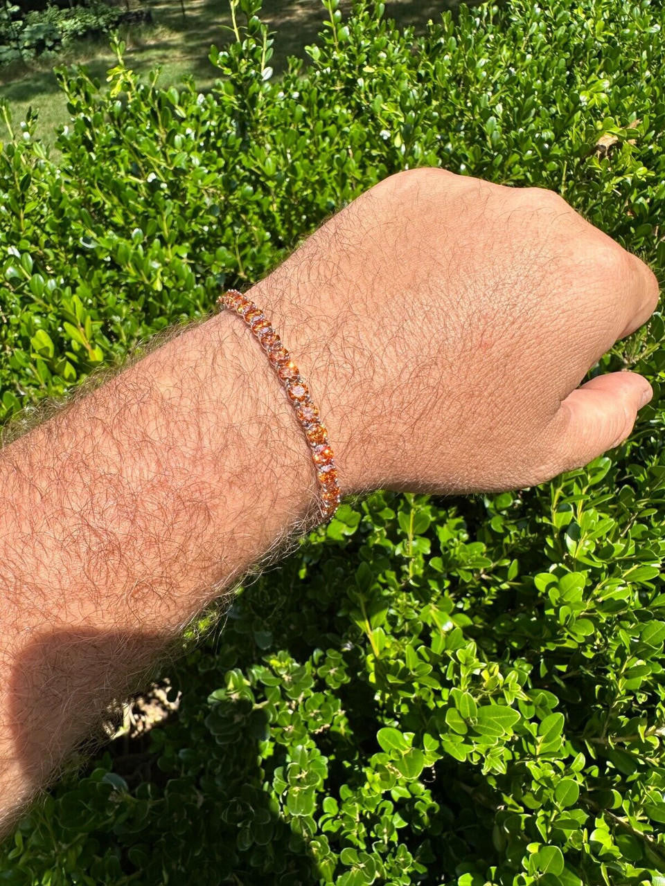 Real Iced Orange MOISSANITE 5mm Tennis Bracelet 925 Silver Pass Diamond Test