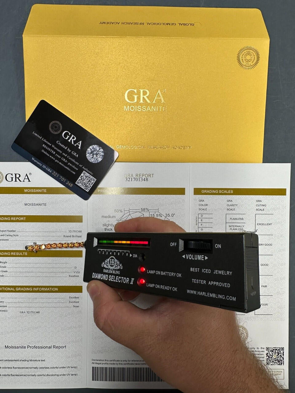 Real Iced Orange MOISSANITE 5mm Tennis Bracelet 925 Silver Pass Diamond Test