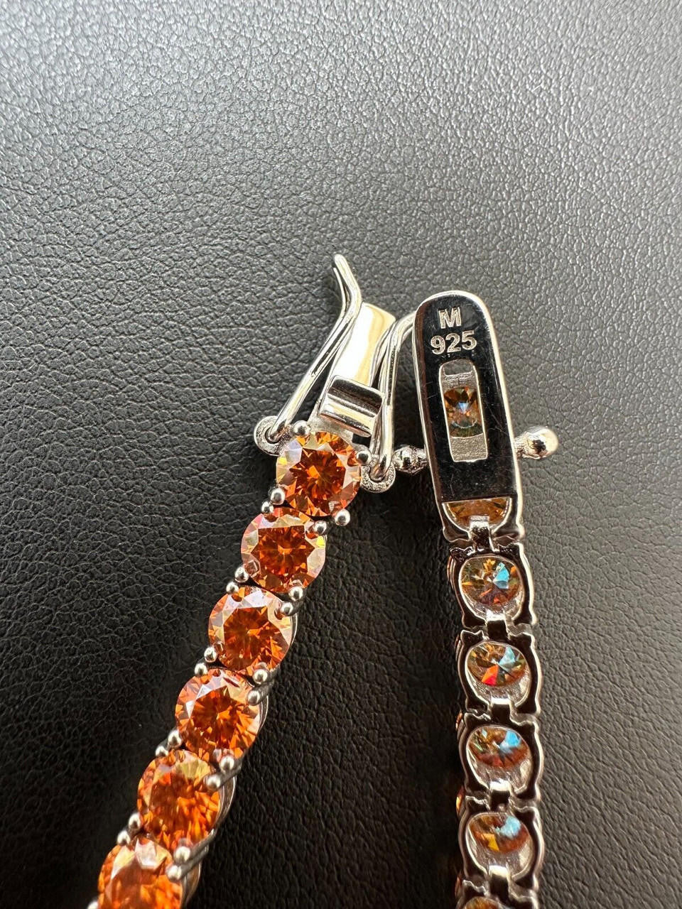 Real Iced Orange MOISSANITE 5mm Tennis Bracelet 925 Silver Pass Diamond Test