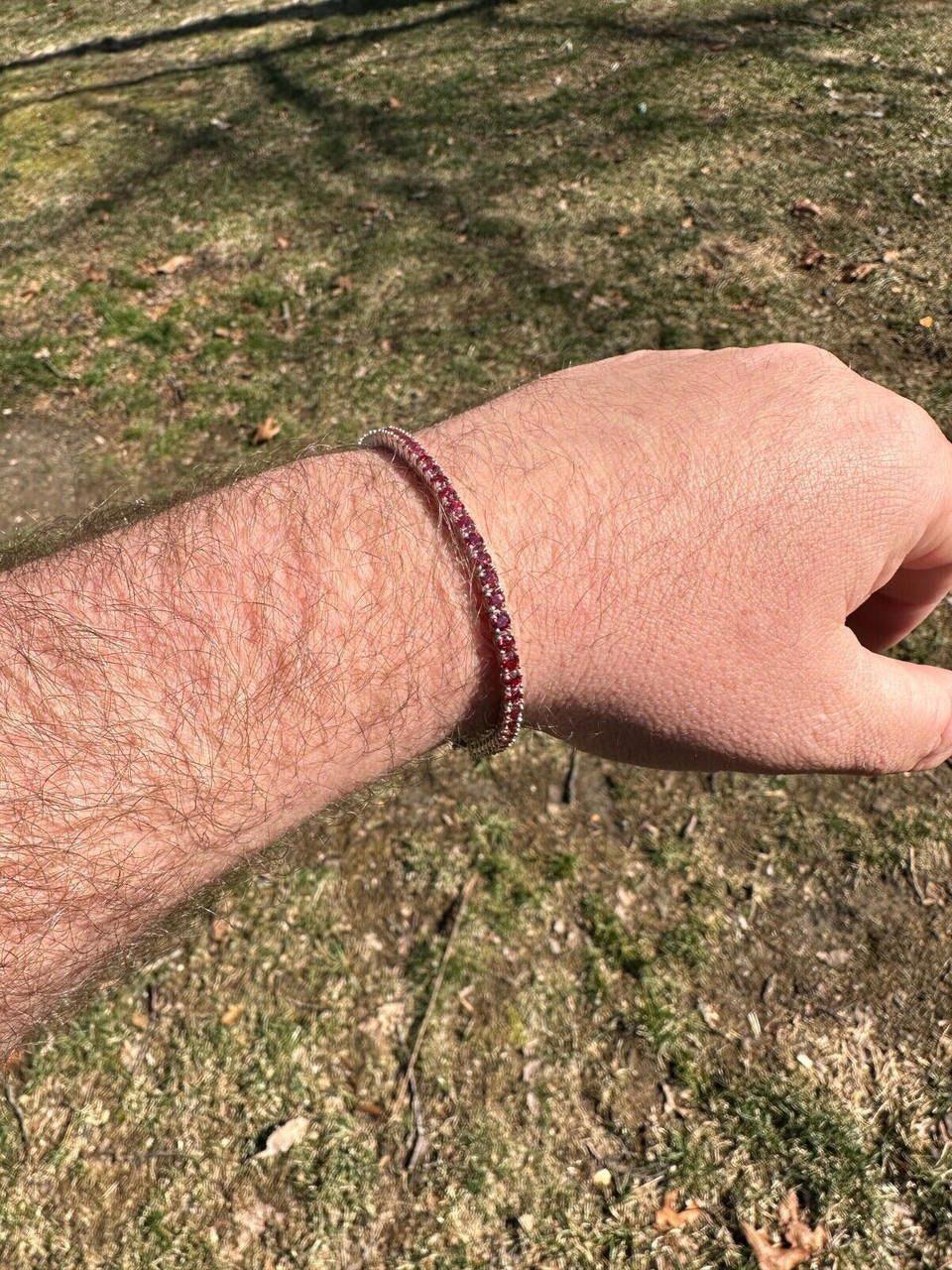 Real Iced Ruby Red MOISSANITE 3mm Tennis Bracelet 925 Silver Pass Diamond Test