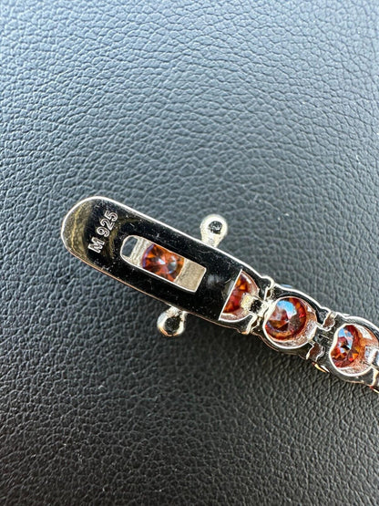 Real Iced Ruby Red MOISSANITE 5mm Tennis Bracelet 925 Silver Pass Diamond Test