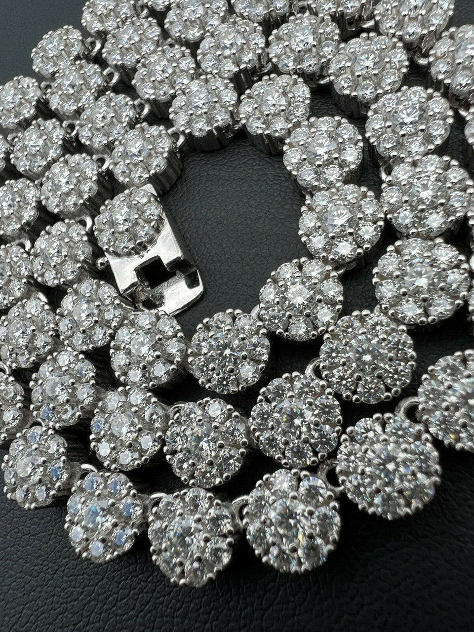 Real MOISSANITE Hip Hop Cluster Tennis Chain Necklace 7mm Pass Diamond Tester