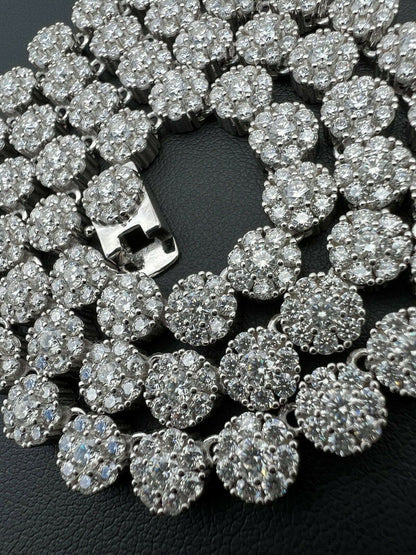 Real MOISSANITE Hip Hop Cluster Tennis Chain Necklace 7mm Pass Diamond Tester