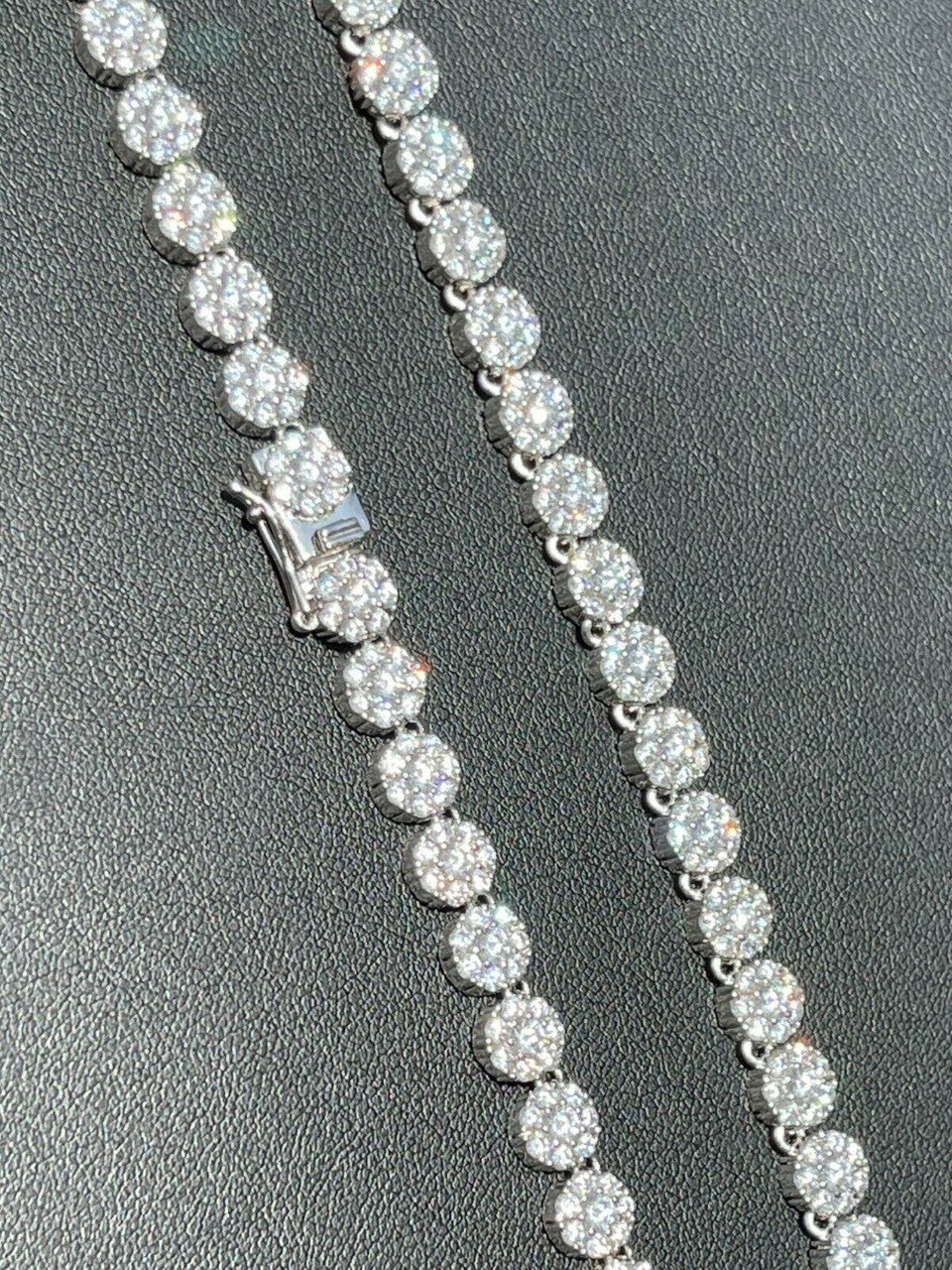 Real MOISSANITE Hip Hop Cluster Tennis Chain Necklace 7mm Pass Diamond Tester