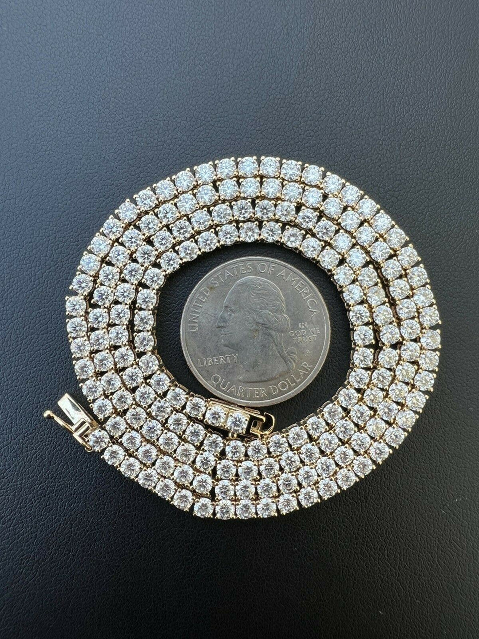 Real Solid 10k Gold 3mm Moissanite Tennis Chain Necklace - Passes Diamond Tester