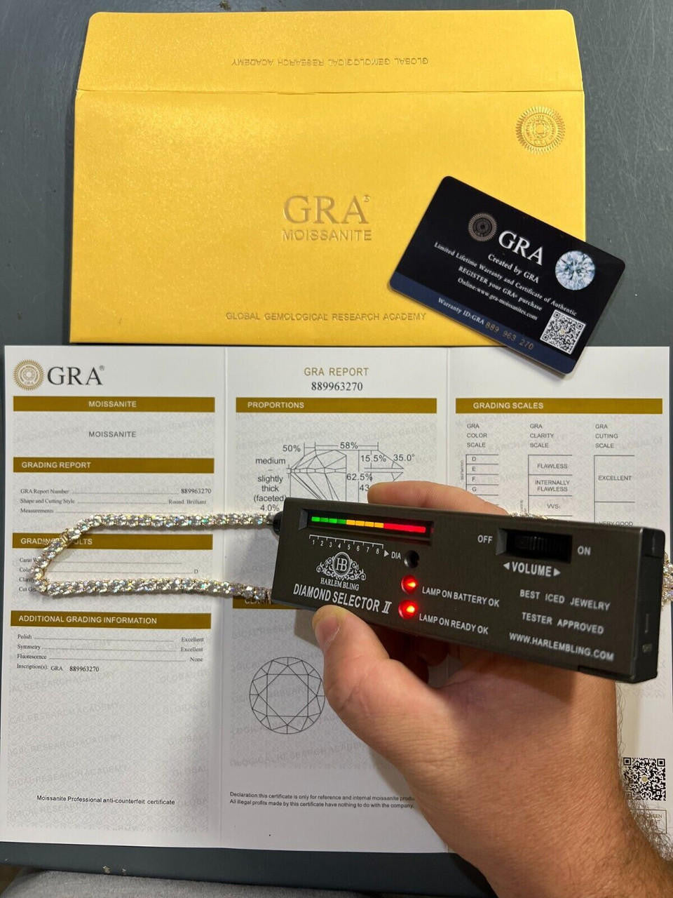 Real Solid 10k Yellow Gold 5mm Large Iced Moissanite Tennis Chain Necklace Mens