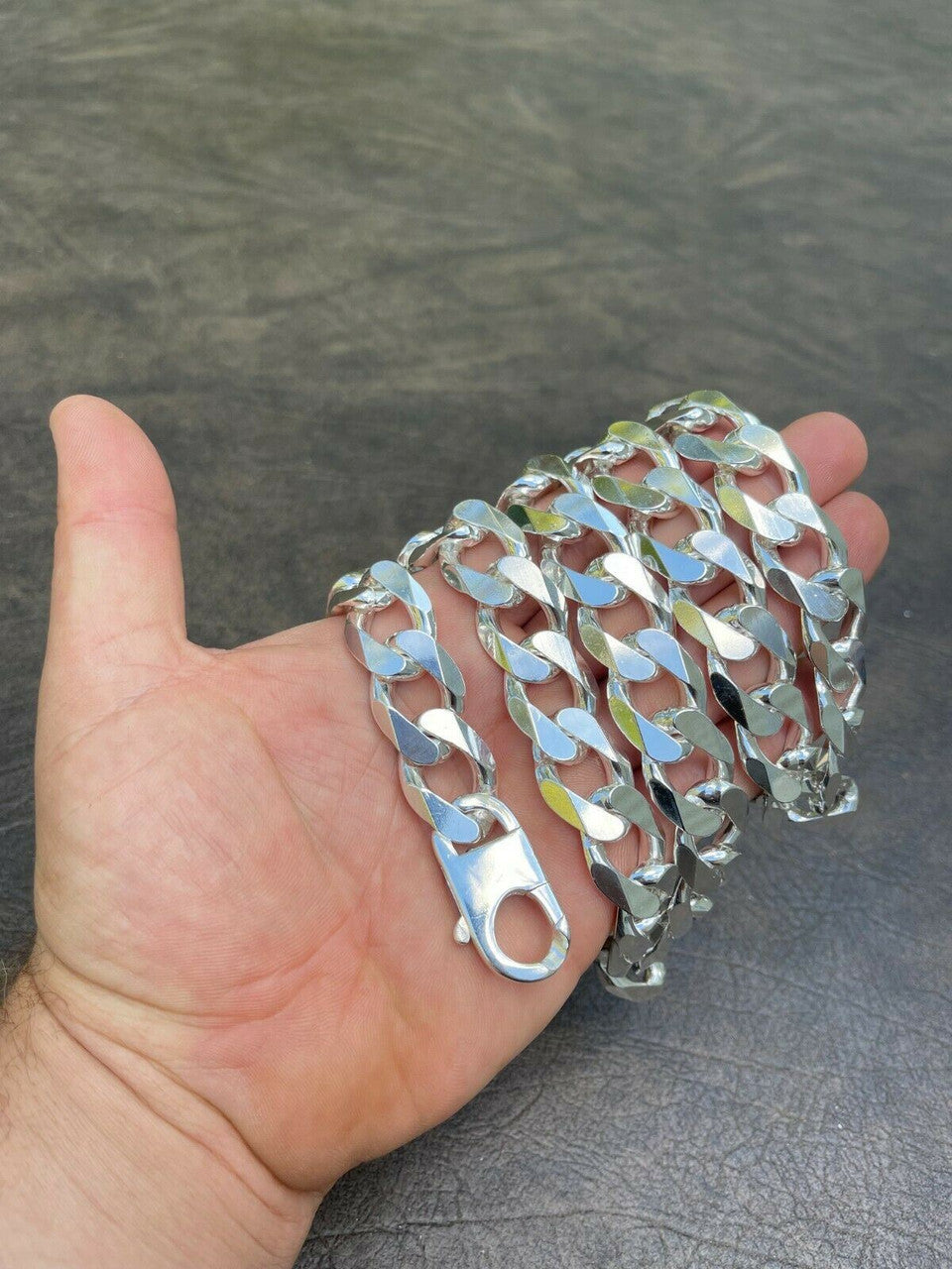 Real Solid 925 Silver 18mm Mens Hip Hop Miami Cuban Curb Link Chain Or Bracelet