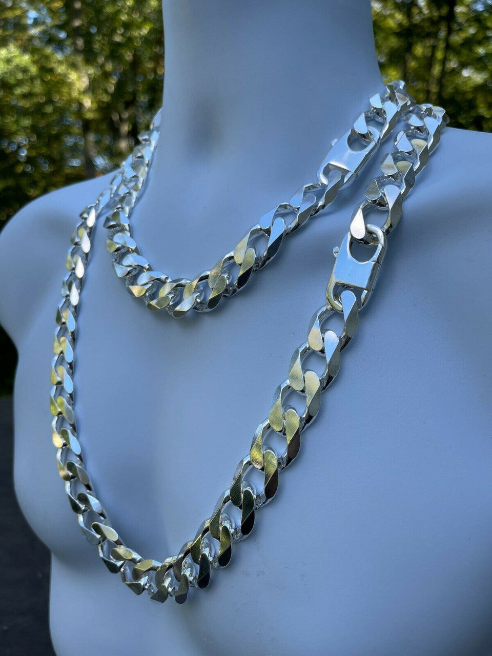 Real Solid 925 Silver 18mm Mens Hip Hop Miami Cuban Curb Link Chain Or Bracelet