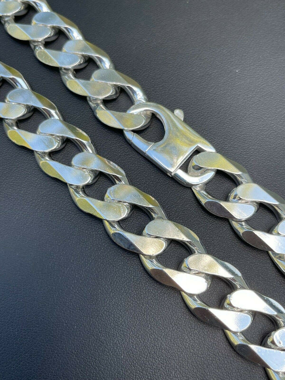 Real Solid 925 Silver 18mm Mens Hip Hop Miami Cuban Curb Link Chain Or Bracelet