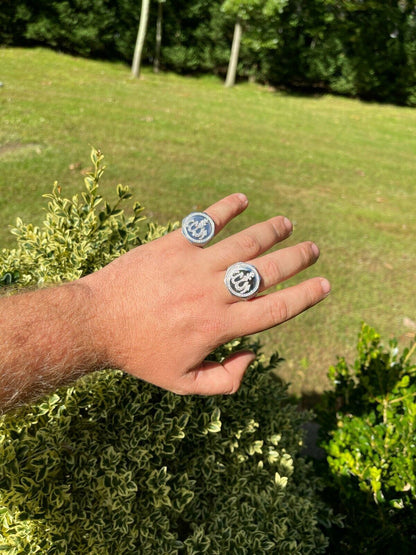 Real Solid 925 Sterling Silver Allah Islamic Arabic Ring Iced Diamond Hip Hop