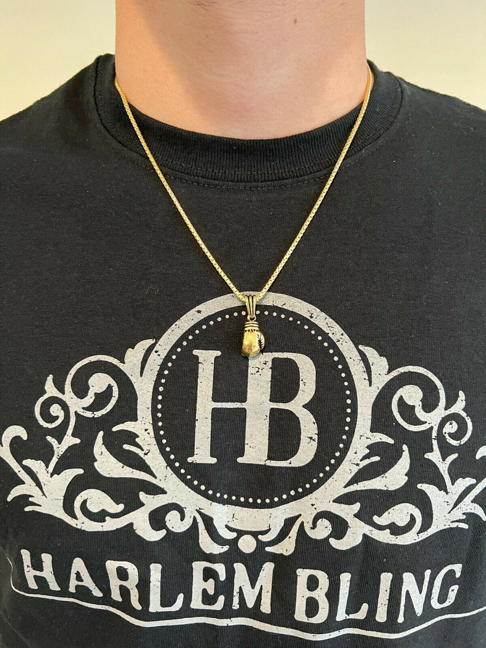 Real Solid 925 Sterling Silver Boxing Gloves Pendant Necklace Gold Mens Boxer