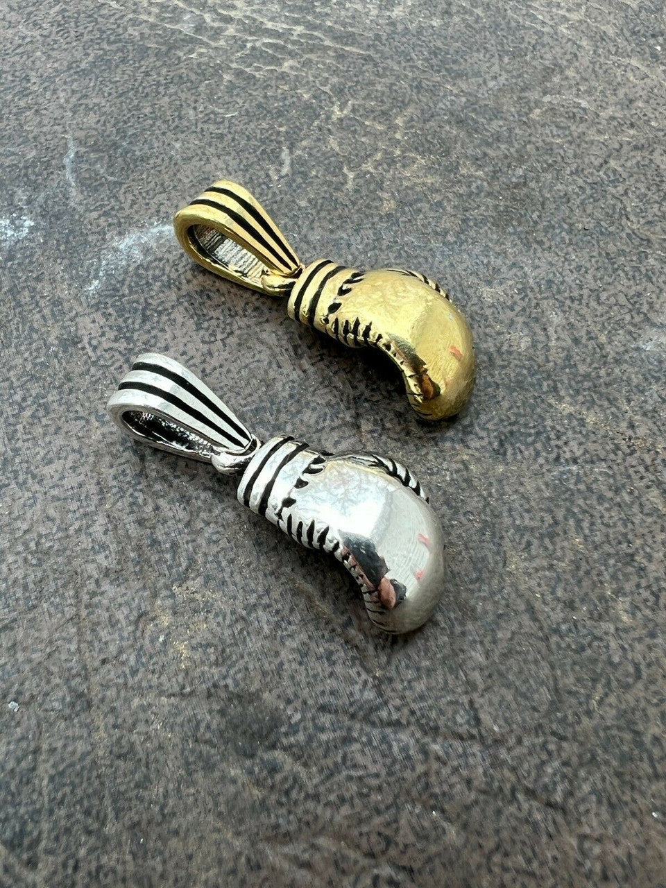 Real Solid 925 Sterling Silver Boxing Gloves Pendant Necklace Gold Mens Boxer