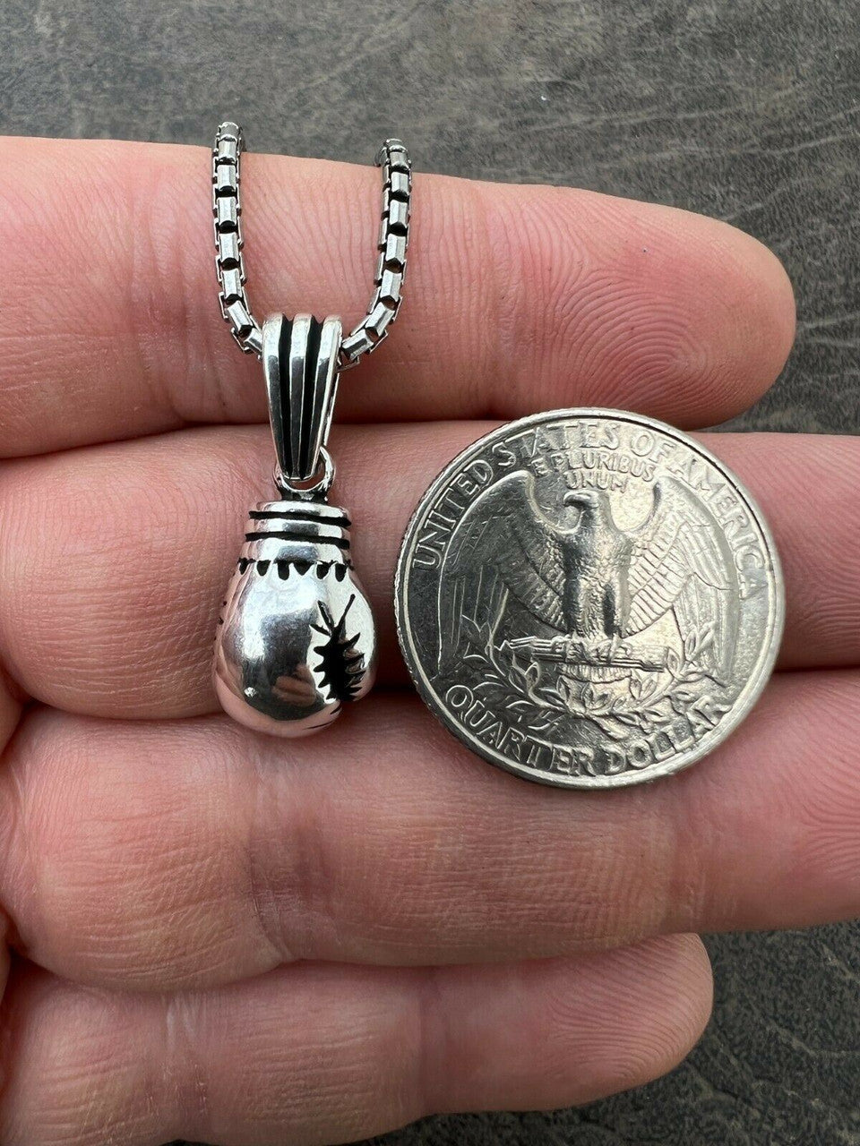 Real Solid 925 Sterling Silver Boxing Gloves Pendant Necklace Gold Mens Boxer